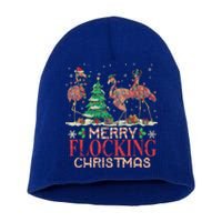 Merry Flocking Christmas Funny Lovely Flamingo Gift Short Acrylic Beanie