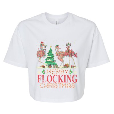 Merry Flocking Christmas Funny Lovely Flamingo Gift Bella+Canvas Jersey Crop Tee