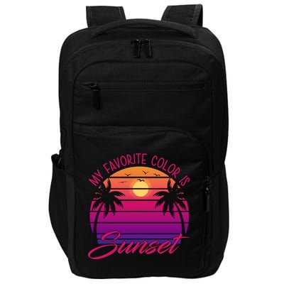 My Favorite Color Is Sunset Retro Summer Impact Tech Backpack