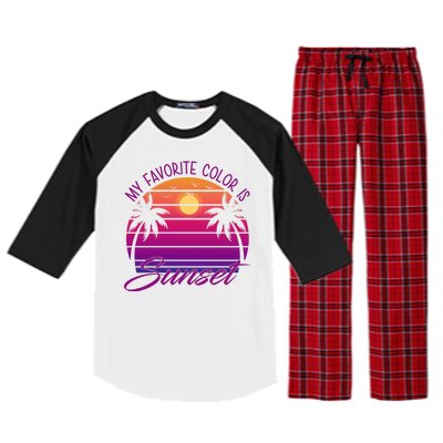 My Favorite Color Is Sunset Retro Summer Raglan Sleeve Pajama Set