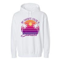 My Favorite Color Is Sunset Retro Summer Garment-Dyed Fleece Hoodie