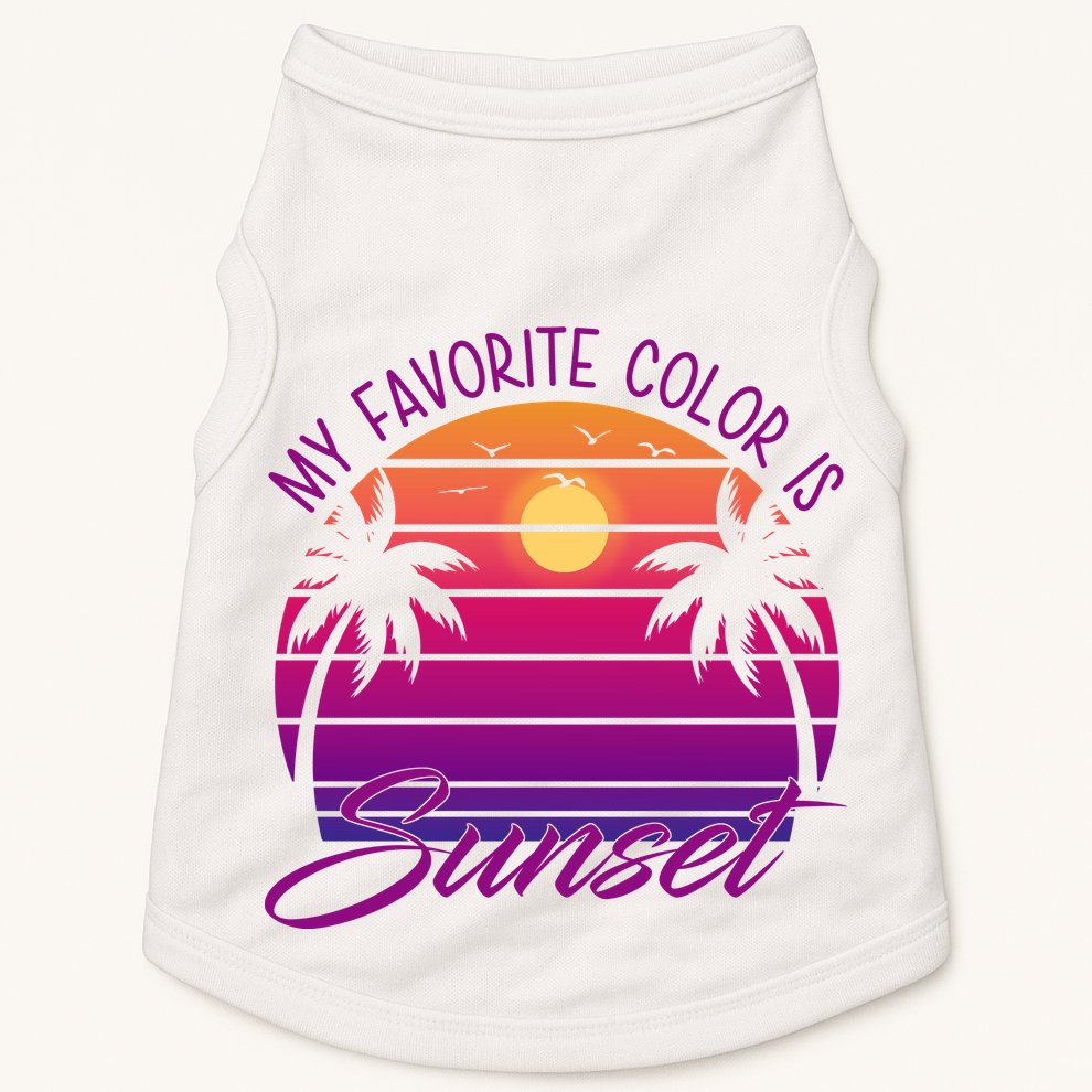 My Favorite Color Is Sunset Retro Summer Doggie Tank
