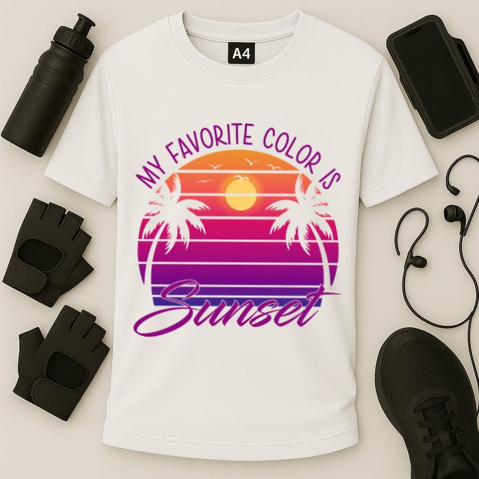 My Favorite Color Is Sunset Retro Summer Performance Shirt