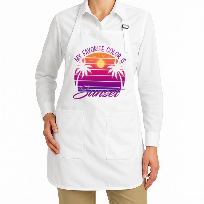 My Favorite Color Is Sunset Retro Summer Apron