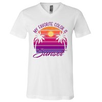 My Favorite Color Is Sunset Retro Summer V-Neck T-Shirt