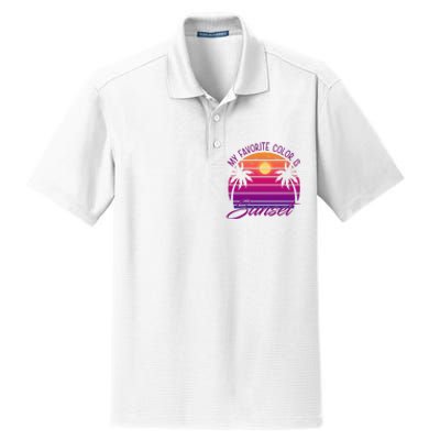 My Favorite Color Is Sunset Retro Summer Dry Zone Grid Polo