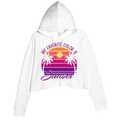 My Favorite Color Is Sunset Retro Summer Crop Fleece Hoodie