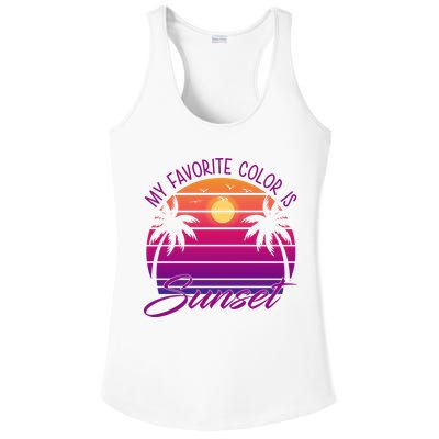 My Favorite Color Is Sunset Retro Summer Ladies PosiCharge Competitor Racerback Tank