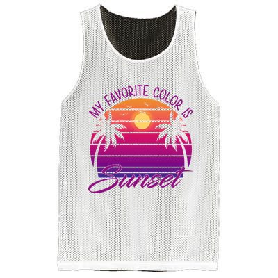 My Favorite Color Is Sunset Retro Summer Mesh Reversible Basketball Jersey Tank