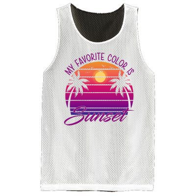 My Favorite Color Is Sunset Retro Summer Mesh Reversible Basketball Jersey Tank