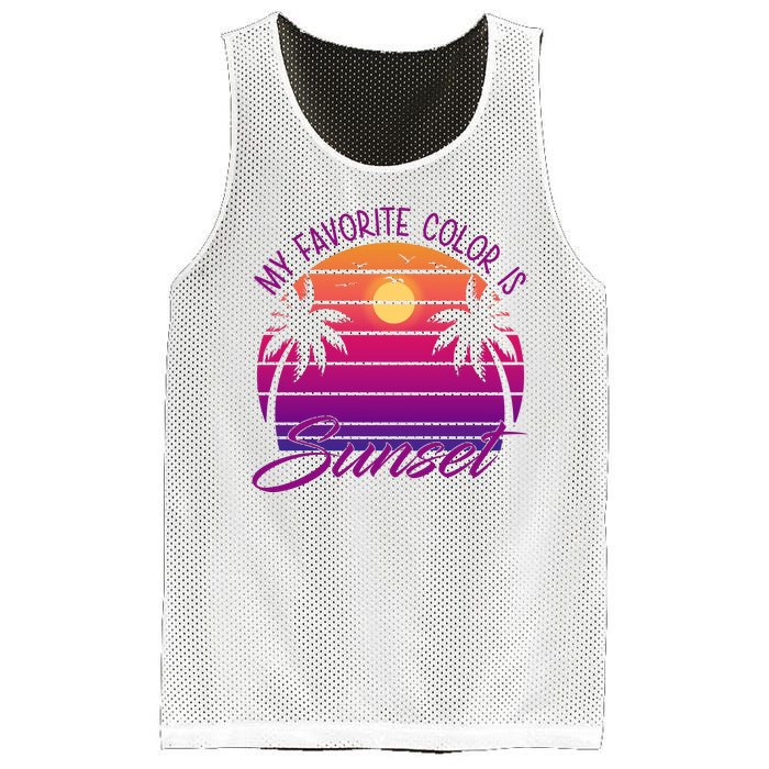 My Favorite Color Is Sunset Retro Summer Mesh Reversible Basketball Jersey Tank