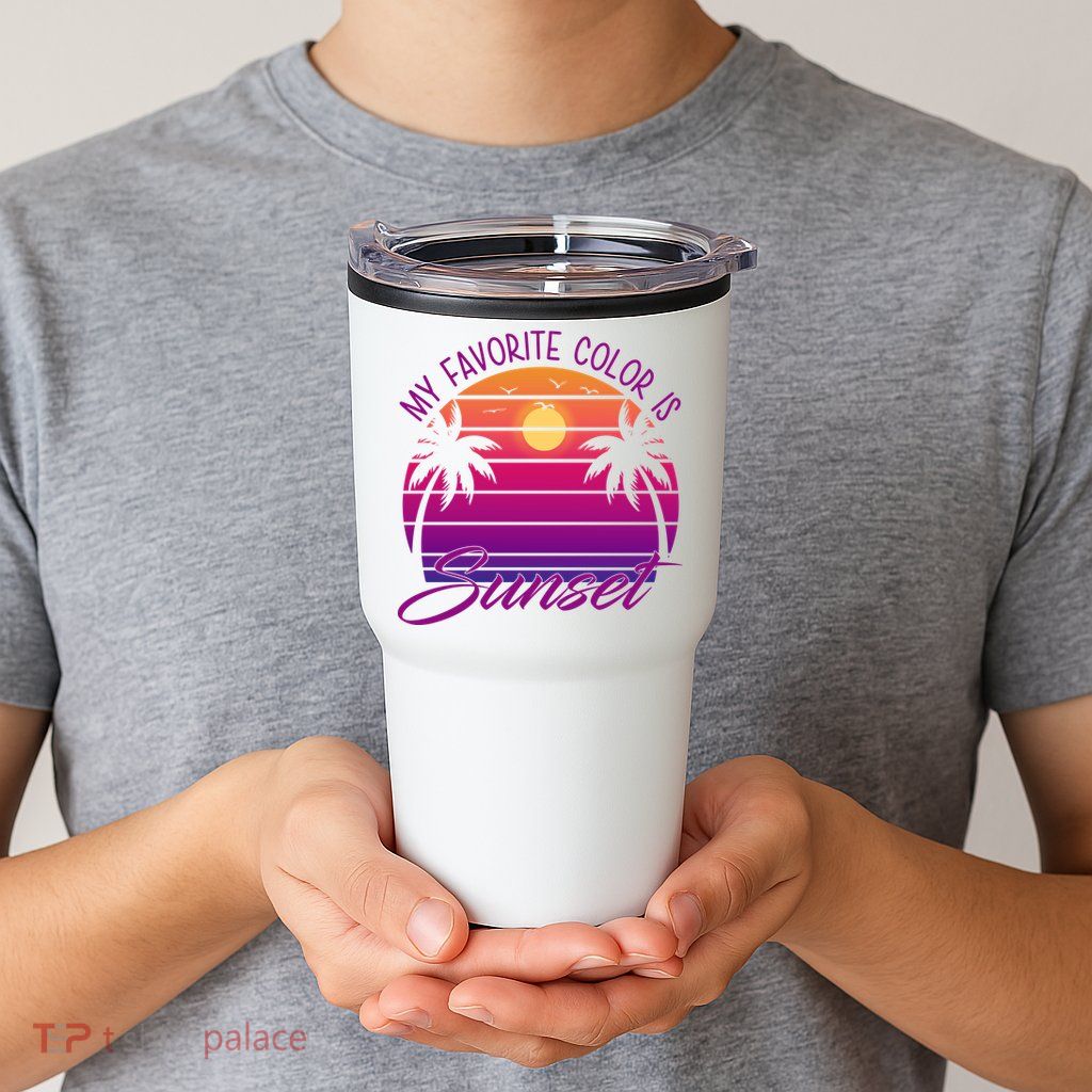 My Favorite Color Is Sunset Retro Summer Tumbler