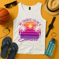 My Favorite Color Is Sunset Retro Summer Tank Top