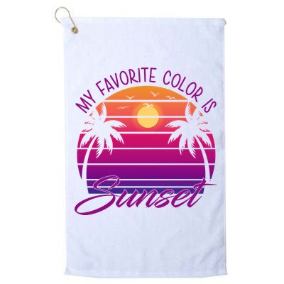My Favorite Color Is Sunset Retro Summer Golf Towel