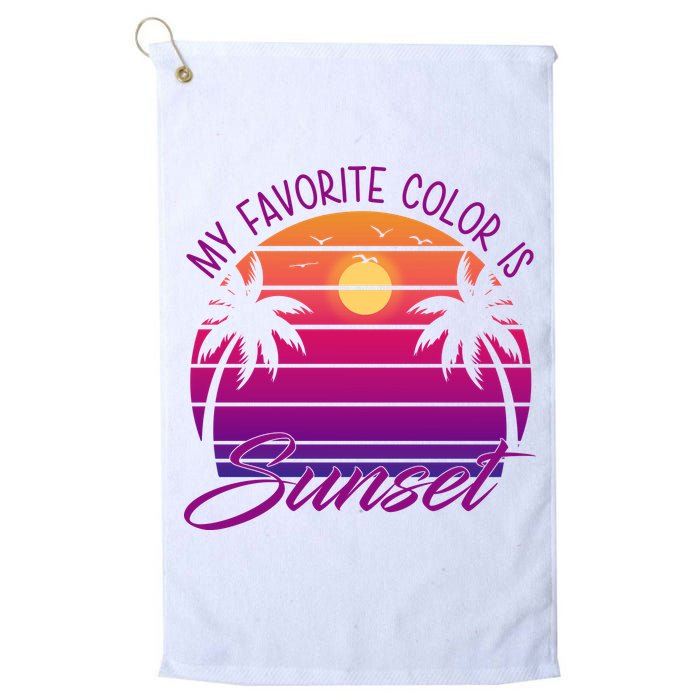 My Favorite Color Is Sunset Retro Summer Golf Towel