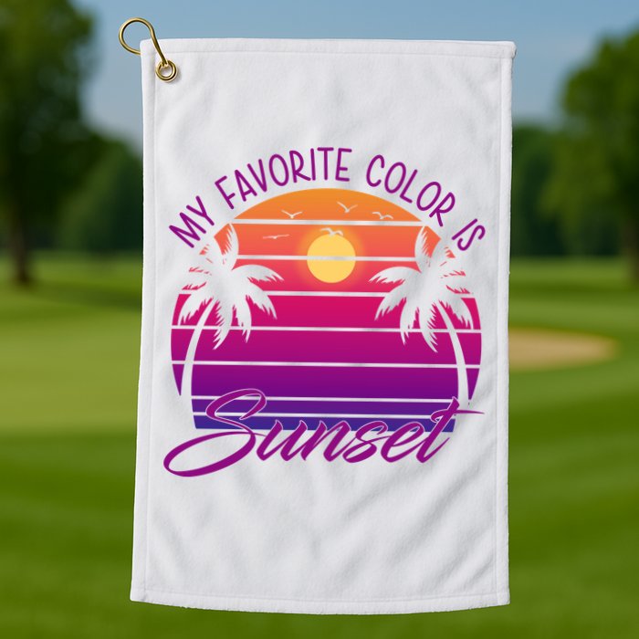 My Favorite Color Is Sunset Retro Summer Golf Towel