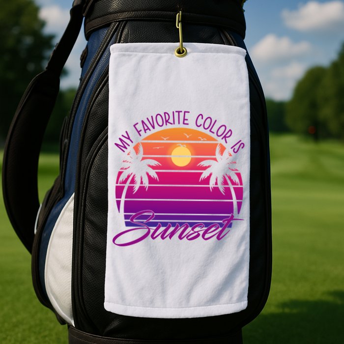 My Favorite Color Is Sunset Retro Summer Golf Towel