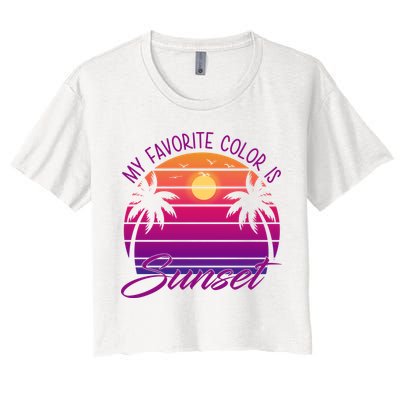 My Favorite Color Is Sunset Retro Summer Crop Top