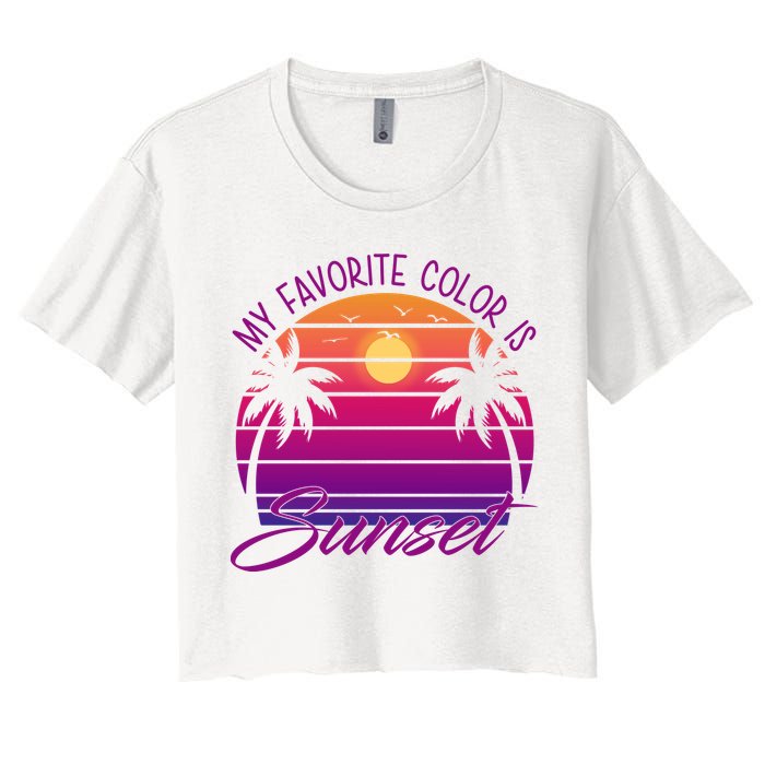 My Favorite Color Is Sunset Retro Summer Crop Top