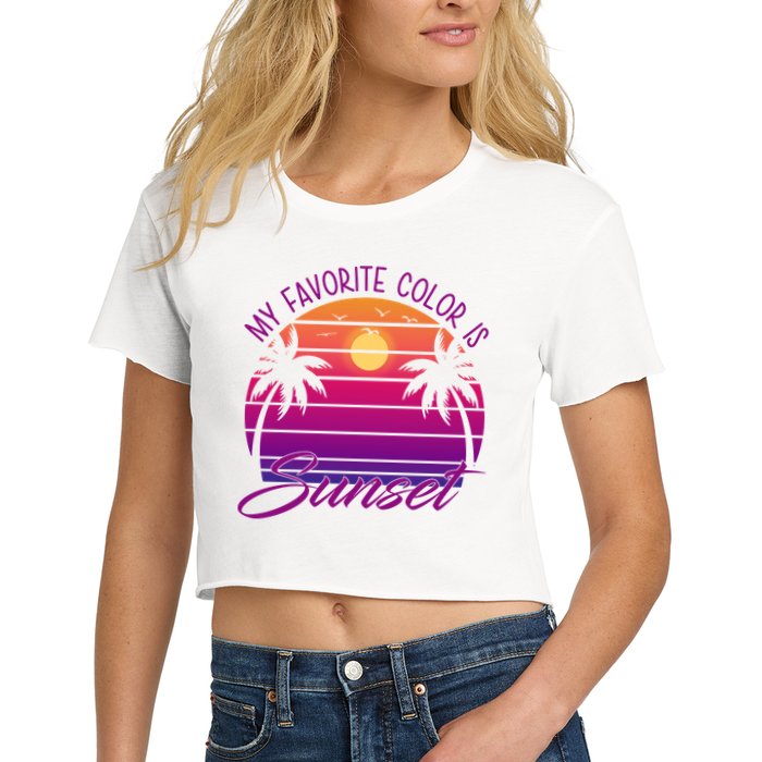 My Favorite Color Is Sunset Retro Summer Crop Top
