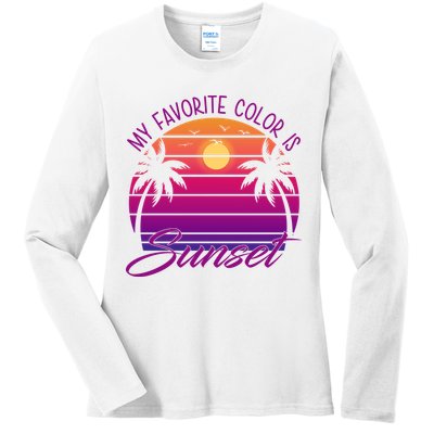 My Favorite Color Is Sunset Retro Summer Ladies Long Sleeve Shirt