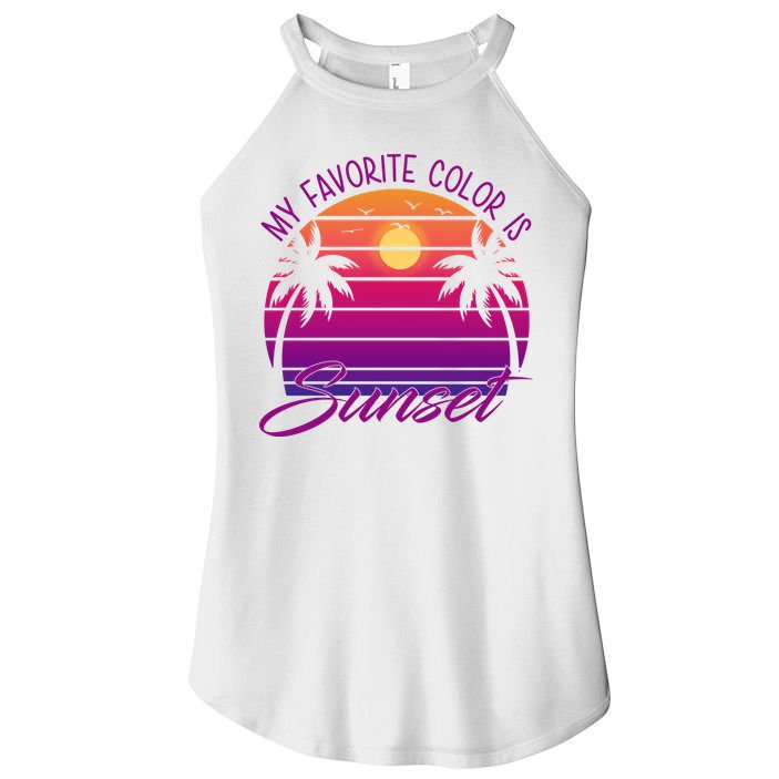 My Favorite Color Is Sunset Retro Summer Women's Perfect Tri Rocker Tank