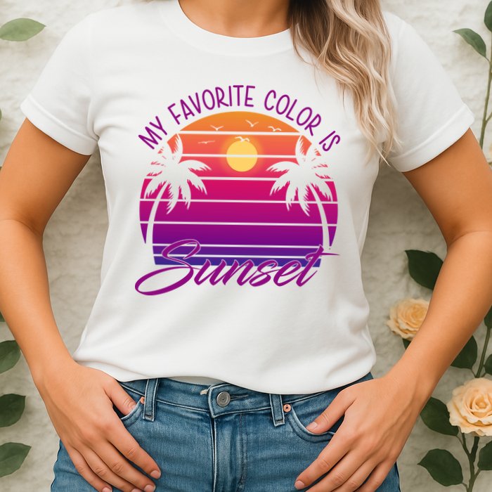 My Favorite Color Is Sunset Retro Summer Womens T-Shirt
