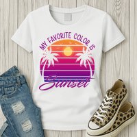 My Favorite Color Is Sunset Retro Summer Womens T-Shirt