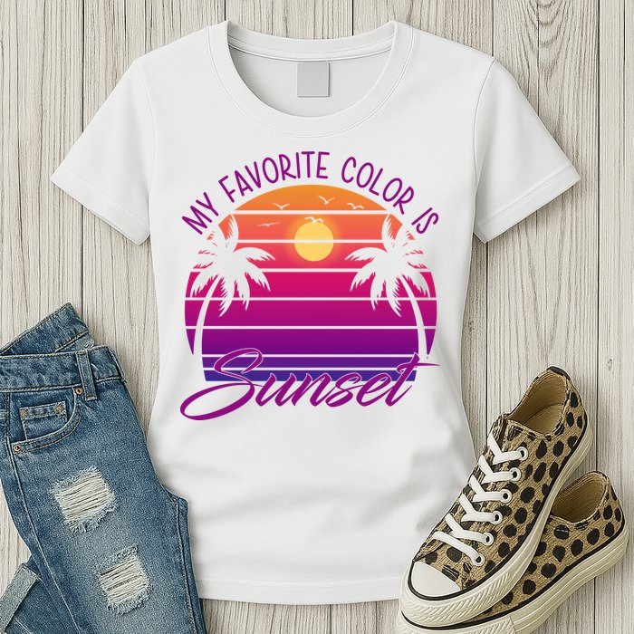 My Favorite Color Is Sunset Retro Summer Womens T-Shirt