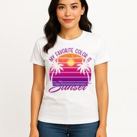 My Favorite Color Is Sunset Retro Summer Womens T-Shirt