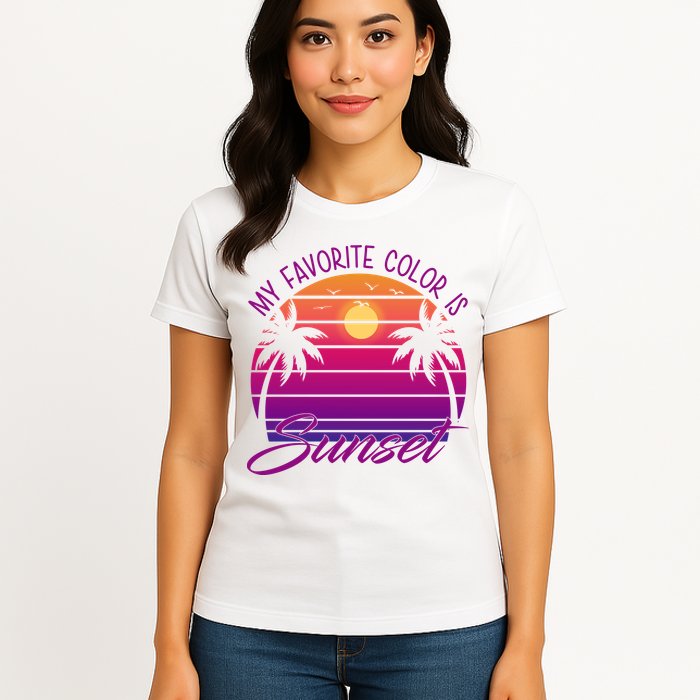 My Favorite Color Is Sunset Retro Summer Womens T-Shirt