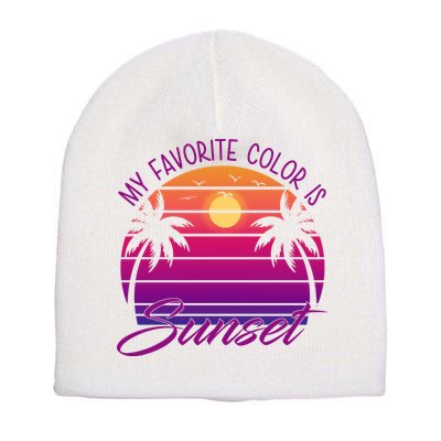 My Favorite Color Is Sunset Retro Summer Short Acrylic Beanie