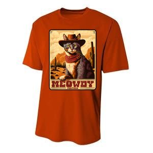 Meowdy! Funny Country Music Cat Cowboy Hat Wanted Poster Performance Sprint T-Shirt