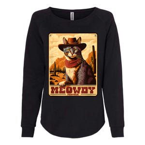 Meowdy! Funny Country Music Cat Cowboy Hat Wanted Poster Womens California Wash Sweatshirt