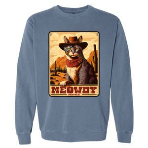 Meowdy! Funny Country Music Cat Cowboy Hat Wanted Poster Garment-Dyed Sweatshirt