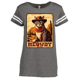 Meowdy! Funny Country Music Cat Cowboy Hat Wanted Poster Enza Ladies Jersey Football T-Shirt