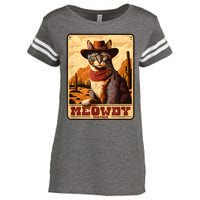 Meowdy! Funny Country Music Cat Cowboy Hat Wanted Poster Enza Ladies Jersey Football T-Shirt