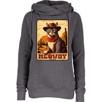 Meowdy! Funny Country Music Cat Cowboy Hat Wanted Poster Womens Funnel Neck Pullover Hood