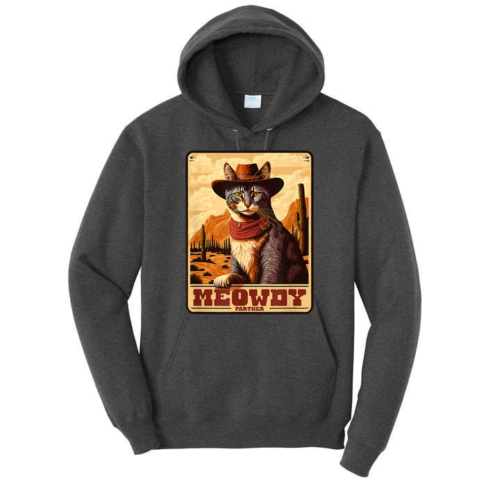 Meowdy! Funny Country Music Cat Cowboy Hat Wanted Poster Tall Hoodie