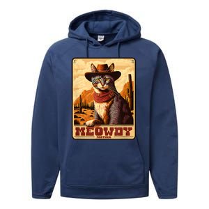 Meowdy! Funny Country Music Cat Cowboy Hat Wanted Poster Performance Fleece Hoodie