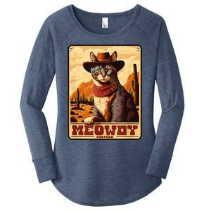 Meowdy! Funny Country Music Cat Cowboy Hat Wanted Poster Women's Perfect Tri Tunic Long Sleeve Shirt