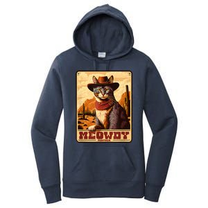 Meowdy! Funny Country Music Cat Cowboy Hat Wanted Poster Women's Pullover Hoodie