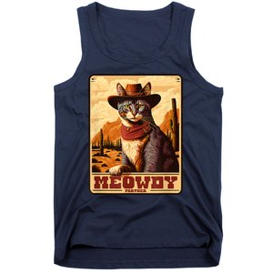 Meowdy! Funny Country Music Cat Cowboy Hat Wanted Poster Tank Top