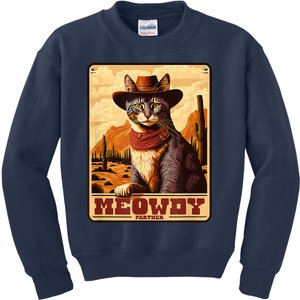 Meowdy! Funny Country Music Cat Cowboy Hat Wanted Poster Kids Sweatshirt