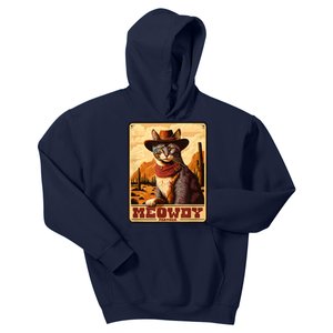 Meowdy! Funny Country Music Cat Cowboy Hat Wanted Poster Kids Hoodie