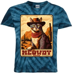 Meowdy! Funny Country Music Cat Cowboy Hat Wanted Poster Kids Tie-Dye T-Shirt