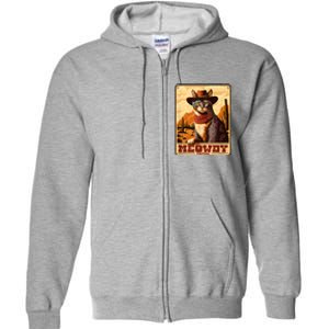 Meowdy! Funny Country Music Cat Cowboy Hat Wanted Poster Full Zip Hoodie