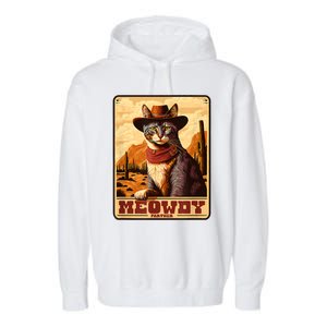 Meowdy! Funny Country Music Cat Cowboy Hat Wanted Poster Garment-Dyed Fleece Hoodie