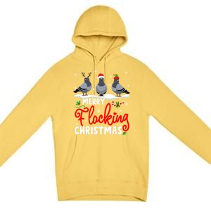 Merry Flocking Christmas Reindeer Santa Elf Pigeon Xmas Gift Premium Pullover Hoodie