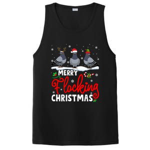 Merry Flocking Christmas Reindeer Santa Elf Pigeon Xmas Gift PosiCharge Competitor Tank